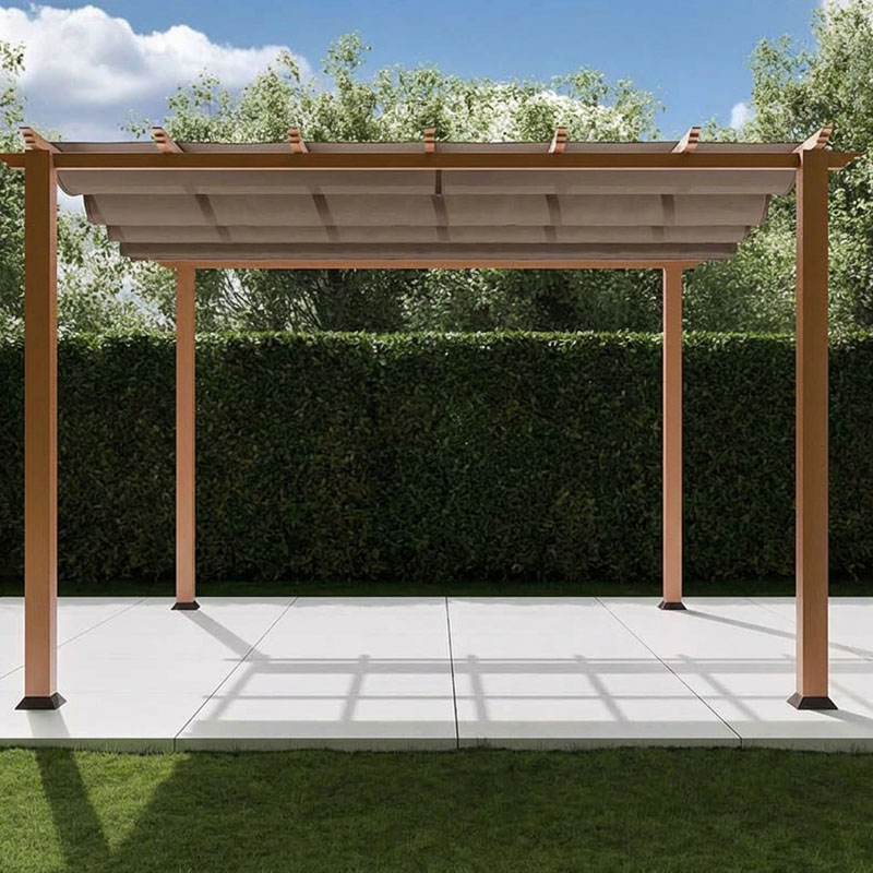 Aluminium Pergola Florida 1111 Holzoptik Hellbraun 350x350x235 cm