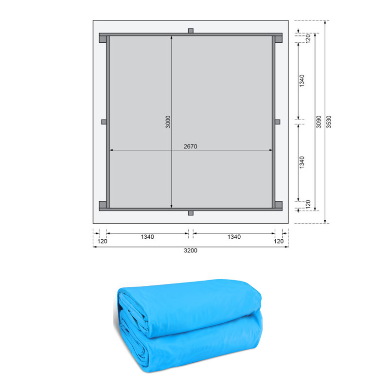 Poolfolie Holzpool Karibu Rechteck 320 x 350 x 124 cm