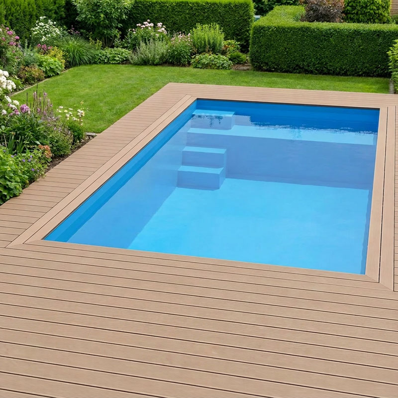 Styropor-Pool Set mit Sitzbank und Treppe | 6,00 x 3,00 x 1,50 m | freistehend oder eingebaut | 4 Poolfolien zur Auswahl & UV-beständig