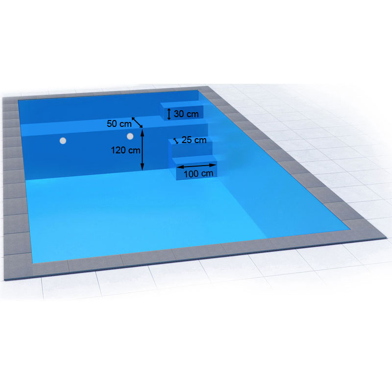 Styropor Poolset 5 x 3 x 1,5 m Treppe und Sitzbank Eigenbau