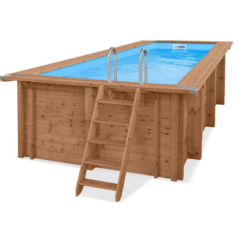 Interline Holzpool Komplettset Bali | Rechteck | 5,00 x 2,50 x 1,24 m | Massivholz & winterfest