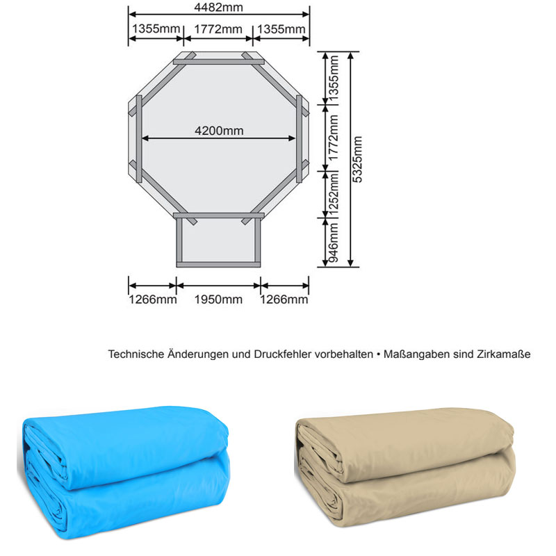 Poolfolie Holzpool Karibu Achteck 470 x 470 x 124 cm