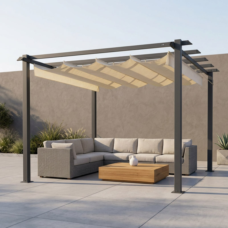 Santora Pavillon mit Stoffdach | Creme | 300 x 300 x 210 cm