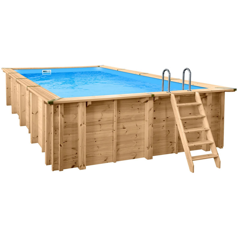 Interline Holzpool Komplettset Bali | Rechteck | 7,90 x 4,00 x 1,38 m | Massivholz & winterfest