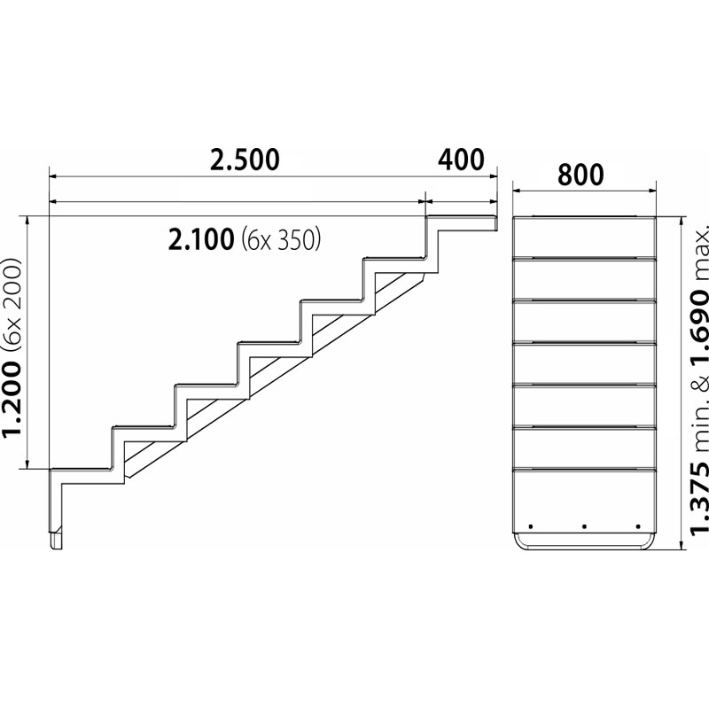 Universal Pooltreppe Eleganz 80 U Lang 6 Stufen