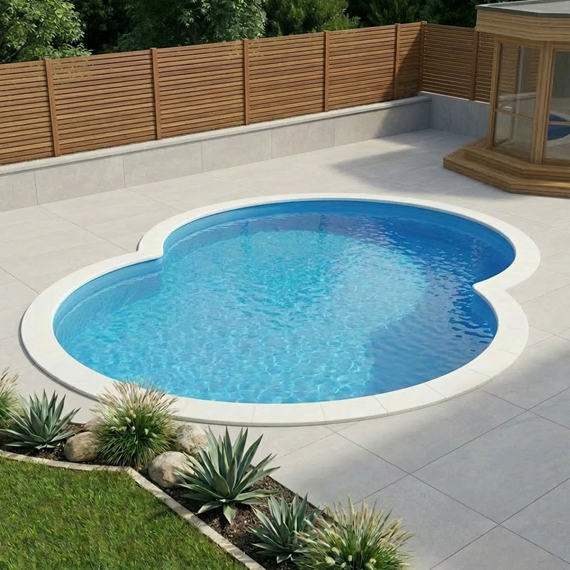 Stahlwandpool Achtform | 4,70 x 3,00 x 1,20 m | wetterfest & robust | ideal für Garten & Terrasse
