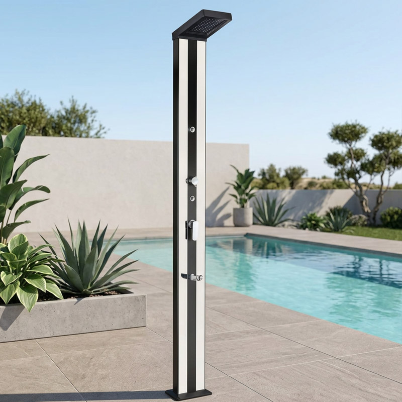 Solardusche Luxe 38 L mit Fuß Wasserhahn und Brause