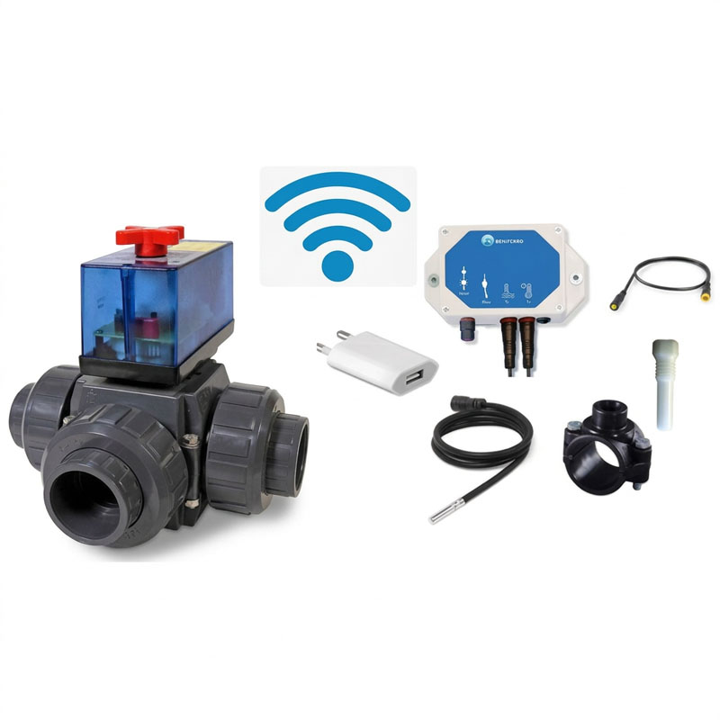 WiFi 3 Wege Kugelhahn mit elektrischem Stellmotor und Steuerung