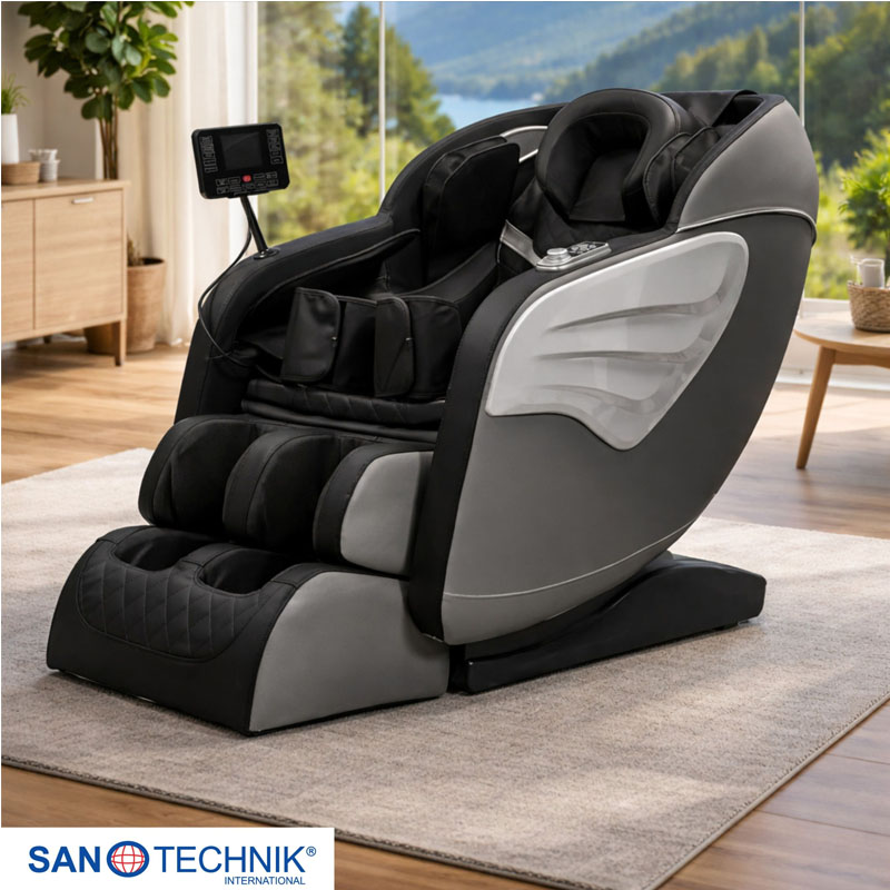 PRIMORA Luxus-Massagesessel schwarz/grau
