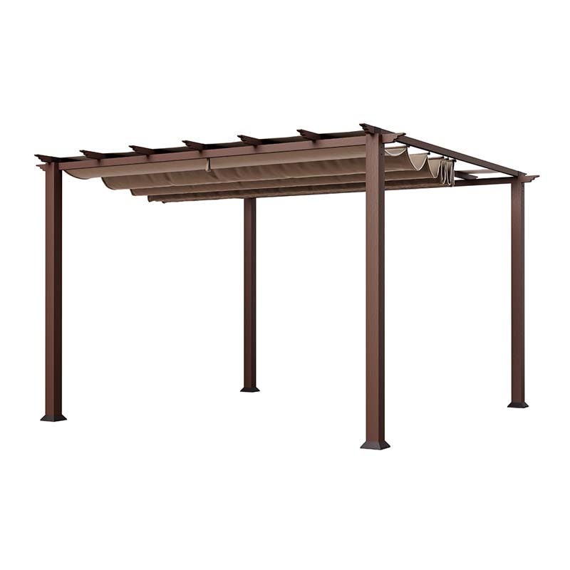 Aluminium Pergola Florida 1111 Holzoptik Dunkelbraun 350x350x235 cm