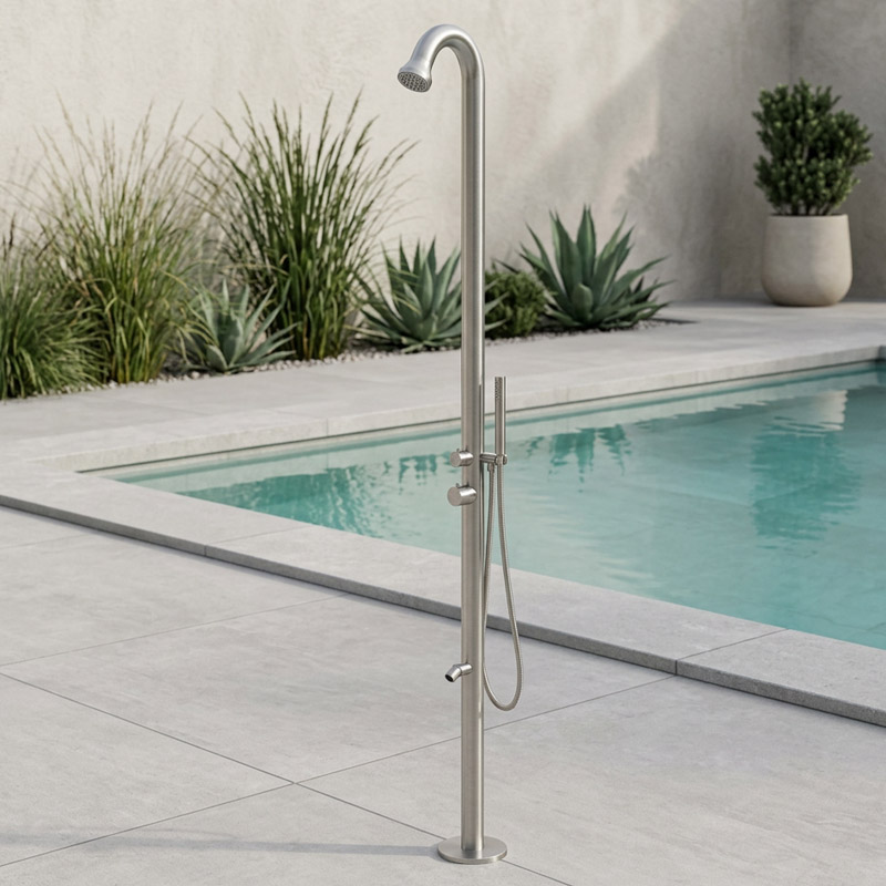 Gartendusche Edelstahl Handbrause und Fußwaschhahn