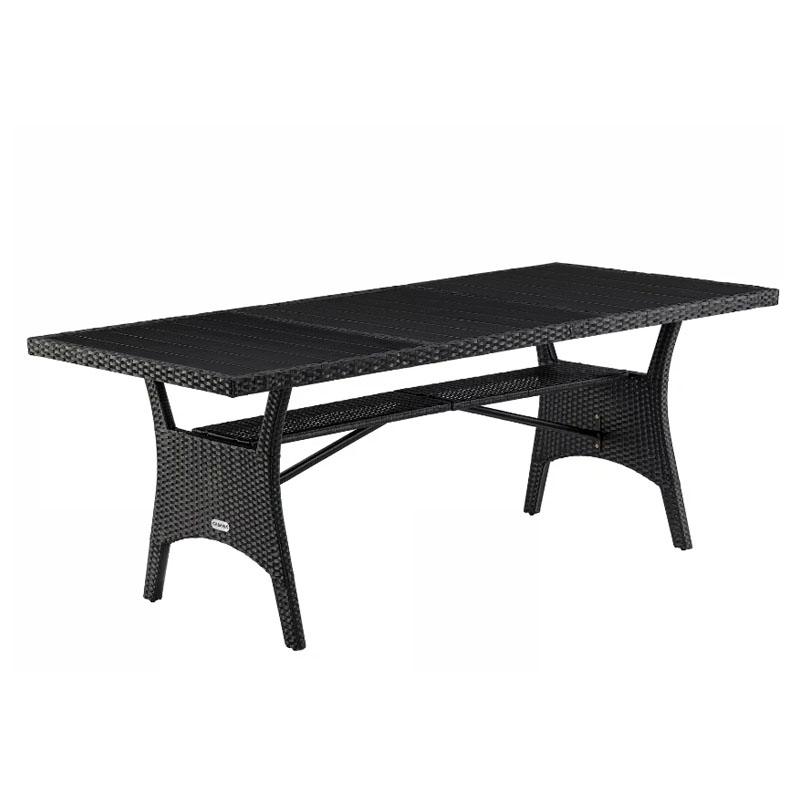 Polyrattan Gartentisch Takeo Schwarz 190 x 90 x 75cm WPC