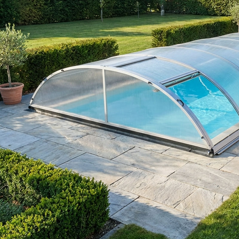 Mountfield Poolüberdachung Compact K4 | 8,54 x 4,30 x 0,88 m | Doppelsteg | Vormontiert | Hochwertige Überdachung