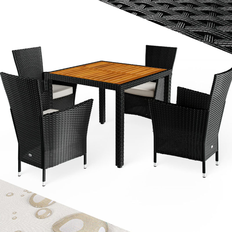 Polyrattan Sitzgarnitur Korfu 5 teilig schwarz