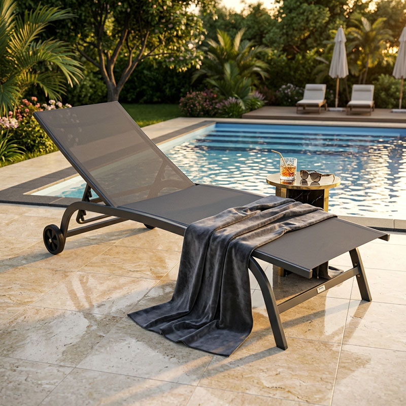 Gartenliege Nailea Deluxe Anthrazit | mit Rollen