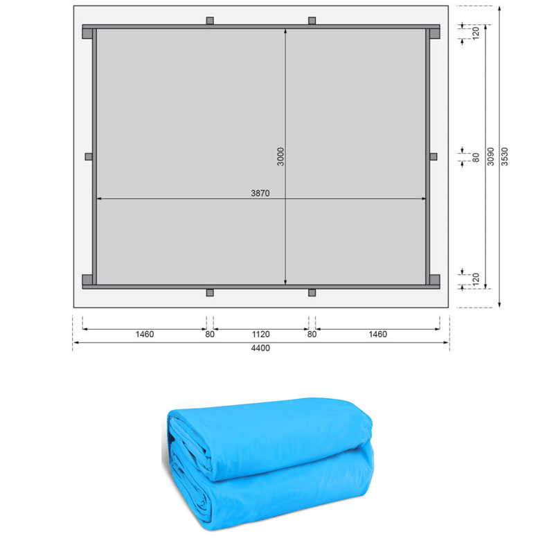 Poolfolie Holzpool Karibu Rechteck 440 x 350 x 124 cm