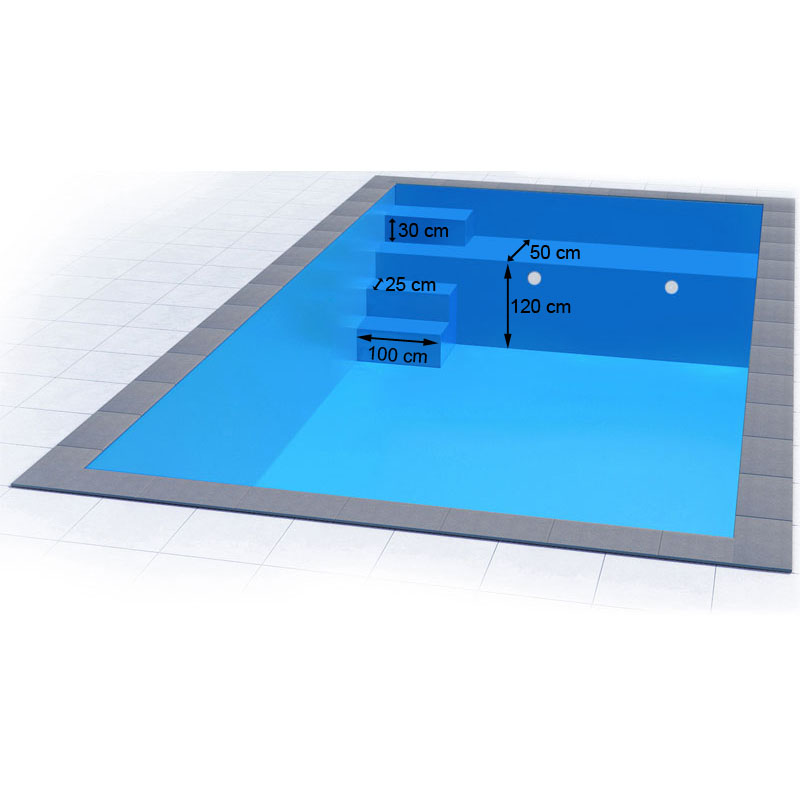 Styropor Poolset 6 x 3 x 1,5 m Treppe und Sitzbank Eigenbau
