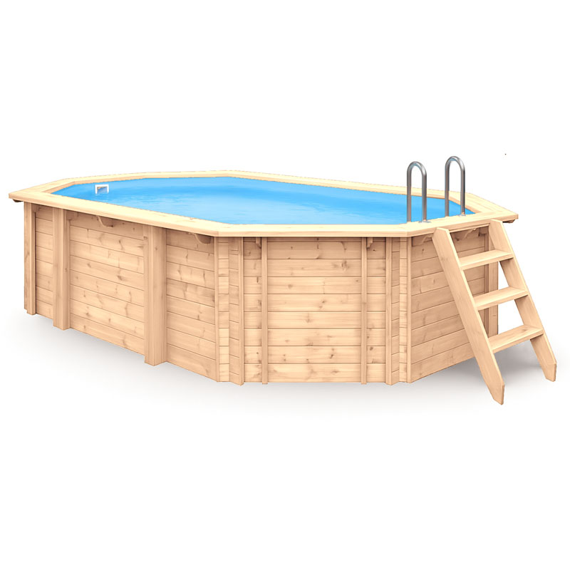 Interline Holzpool Komplettset Bali | Oval | 4,60 x 2,85 x 1,38 m | Massivholz & winterfest