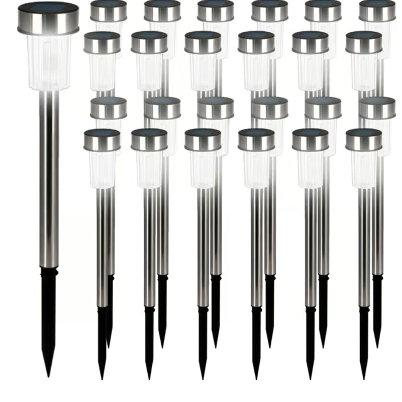 LED Solarleuchte 24er-Set | Edelstahl | 37 cm hoch