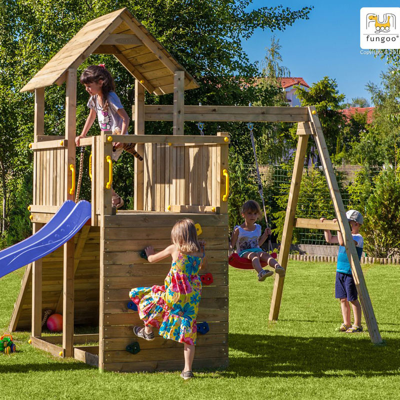 Fungoo Spielturm Carol3 Klettergerüst | Schaukel | Rutsche