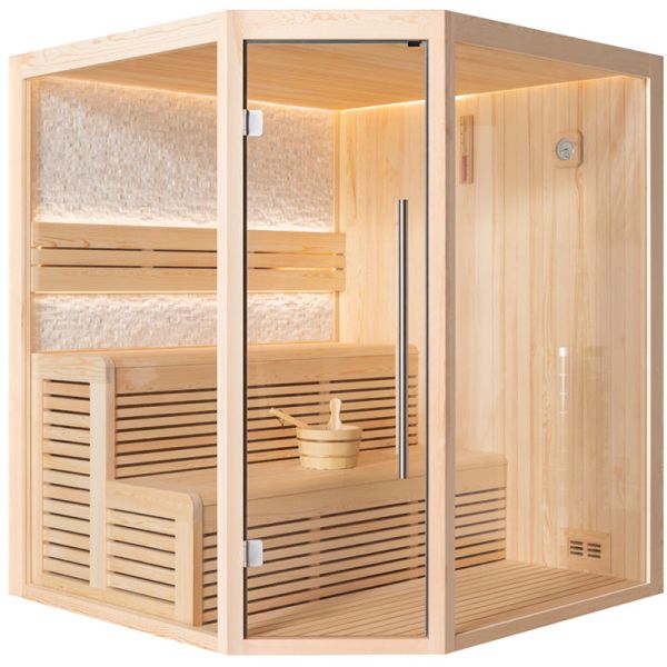 AWT Sauna E1811B Pinienholz 160 x 160 x 210 cm ohne Ofen