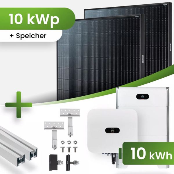 PV Komplettset Ja Solar 10 kW mit 10kW Speicher Schrägdach