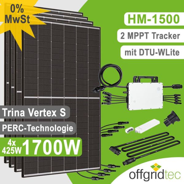 Offgridtec Balkonkraftwerk 1700W Trina Vertex-S 425 Mini-PV Solaranlage