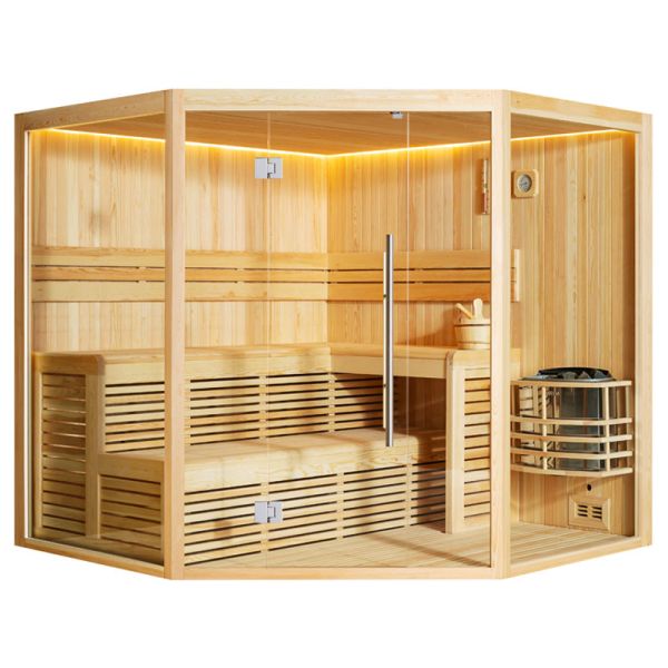 AWT Sauna E1806A Pinienholz 220 x 220 x 210 cm ohne Ofen