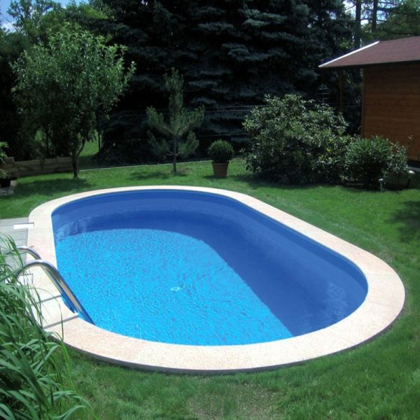 Schwimmbecken Pool oval 3,20x5,25x1,50m Stahlwand Komplettset Tief Folie 0,8mm 