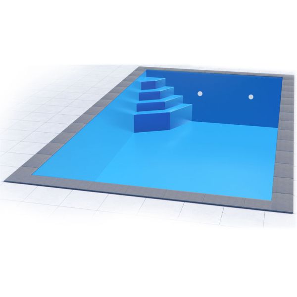 Styropor Pool Einzelbecken 7 x 3,5 x 1,5 m Ecktreppe Smaragd